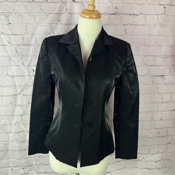Banana Republic Black shimmer formal Blazer jacket top sz 0 tailored glam - Picture 1 of 8